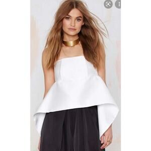 Solace London Loletta Strapless Peplum Top Black Size 4 NWT